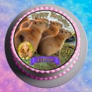 Tortenaufleger Capybara | Runder Kuchenaufleger essbar | Personalisiert Name Alter Datum Foto | Geburtstag | Wasserschwein | Zuckerpapier | Jungen & Mädchen | Größe wählbar