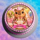 Essbarer Tortenaufleger | Capybara | Wasserschwein Geburtstagskuchen Luftballons | Zuckerpapier | Personalisiert mit Name, Alter, Datum & Foto | Runder Kuchenaufleger | Geburtstag | Kinder Mädchen | Größe wählbar