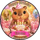 Tortenaufleger Capybara | Runder Kuchenaufleger essbar | Personalisiert Name Alter Datum Foto | Geburtstag | Wasserschwein Geburtstagskuchen Luftballons | Zuckerpapier | Kinder Mädchen | Größe wählbar