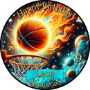 Essbarer Tortenaufleger | Basketball | Weltraum Feuer...