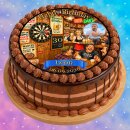 Essbarer Tortenaufleger | Dart | Bier Kneipe Pub | Zuckerpapier | Personalisiert mit Name, Alter, Datum & Foto | Runder Kuchenaufleger | Geburtstag | Erwachsene | Größe wählbar