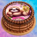 Essbarer Tortenaufleger Faultier Dschungel Blumen Rosa Geburtstag Foto personalisiert