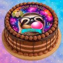 Essbarer Tortenaufleger Faultier Brille Kaugummiblase Galaxie Geburtstag Foto personalisiert