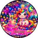 Tortenaufleger Einhorn | Regenbogen Glitzer Sterne