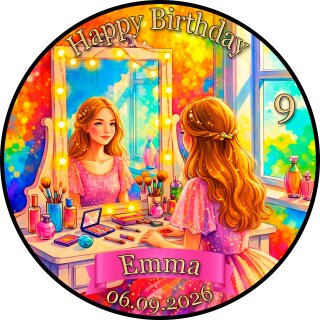Essbarer Tortenaufleger Beauty Schminktisch Makeup Spiegel Geburtstag Foto personalisiert