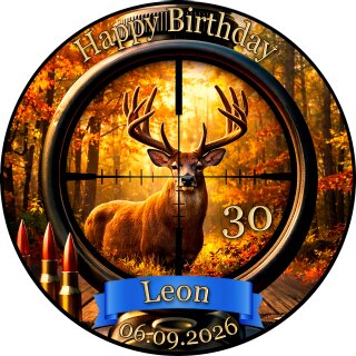 Essbarer Tortenaufleger Jäger Hirsch Zielfernrohr Jagd Geburtstag Foto personalisiert
