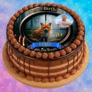 Tortenaufleger Fuchs | Runder Kuchenaufleger essbar | Personalisiert Name Alter Datum Foto | Geburtstag | Jagd Wald Zielfernrohr | Zuckerpapier | Erwachsene | Größe wählbar