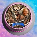 Essbarer Tortenaufleger Hirsch Jäger Jagd Gewehr Geburtstag Foto personalisiert