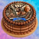 Tortenaufleger Hirsch | Runder Kuchenaufleger essbar | Personalisiert Name, Alter, Datum & Foto | Geburtstag | Jäger Jagd Gewehr | Zuckerpapier | Erwachsene | Größe wählbar