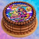 Tortenaufleger Einschulung | Runder Kuchenaufleger essbar | Personalisiert Name Datum Foto | Schulbeginn | Schulanfang Regenbogen Mädchen | Zuckerpapier | Mädchen | Größe wählbar