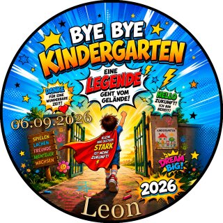 Essbarer Tortenaufleger Kindergartenabschied Schulanfang Superheld Comic Schulbeginn Foto personalisiert
