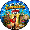 Tortenaufleger Kindergartenabschied | Runder Kuchenaufleger essbar | Personalisiert Name Datum Foto | Schulbeginn | Schulanfang Superheld Comic | Zuckerpapier | Kinder | Größe wählbar