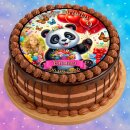 Tortenaufleger Panda | Runder Kuchenaufleger essbar | Personalisiert Name Alter Datum Foto | Geburtstag | Schmetterlinge Luftballons Blumen | Zuckerpapier | Kinder | Größe wählbar